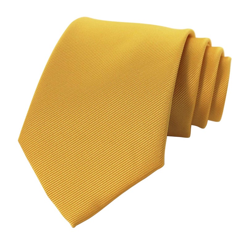 RBOCOTT Silk Gold Tie Business Wedding Formal Necktie for Men (Gold) - Image 3